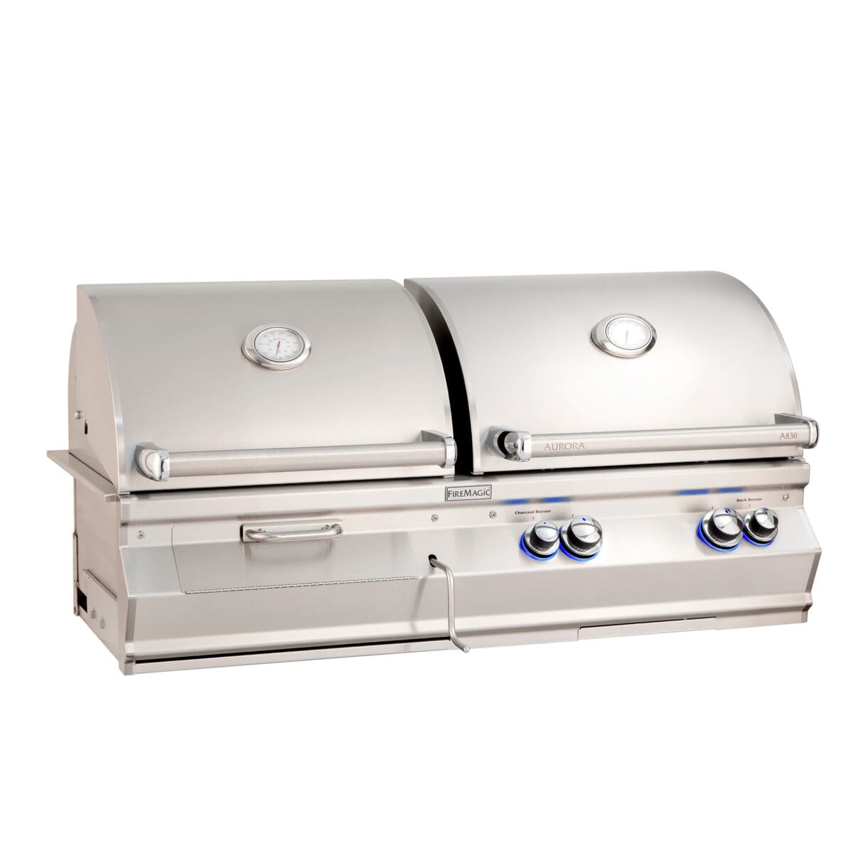 Fire Magic - Aurora A830i Gas/Charcoal Combo Built-In Grill - Fire Magic