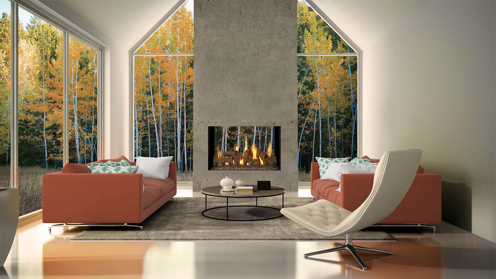 Timber Fire Collection - See-Thru Gas Fireplace - DaVinci Gas Fireplace & Outdoor Fire